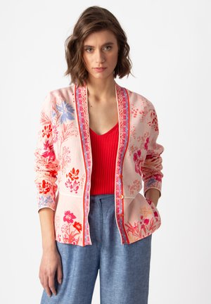 V-NECK FLORAL PATTERN - Cardigan - light pink