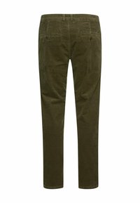 Olijfgroene corduroybroek met een slim fit, voorzien van twee achterzakken en een gladde textuur. Klassiek ontwerp en gestructureerde silhouet.