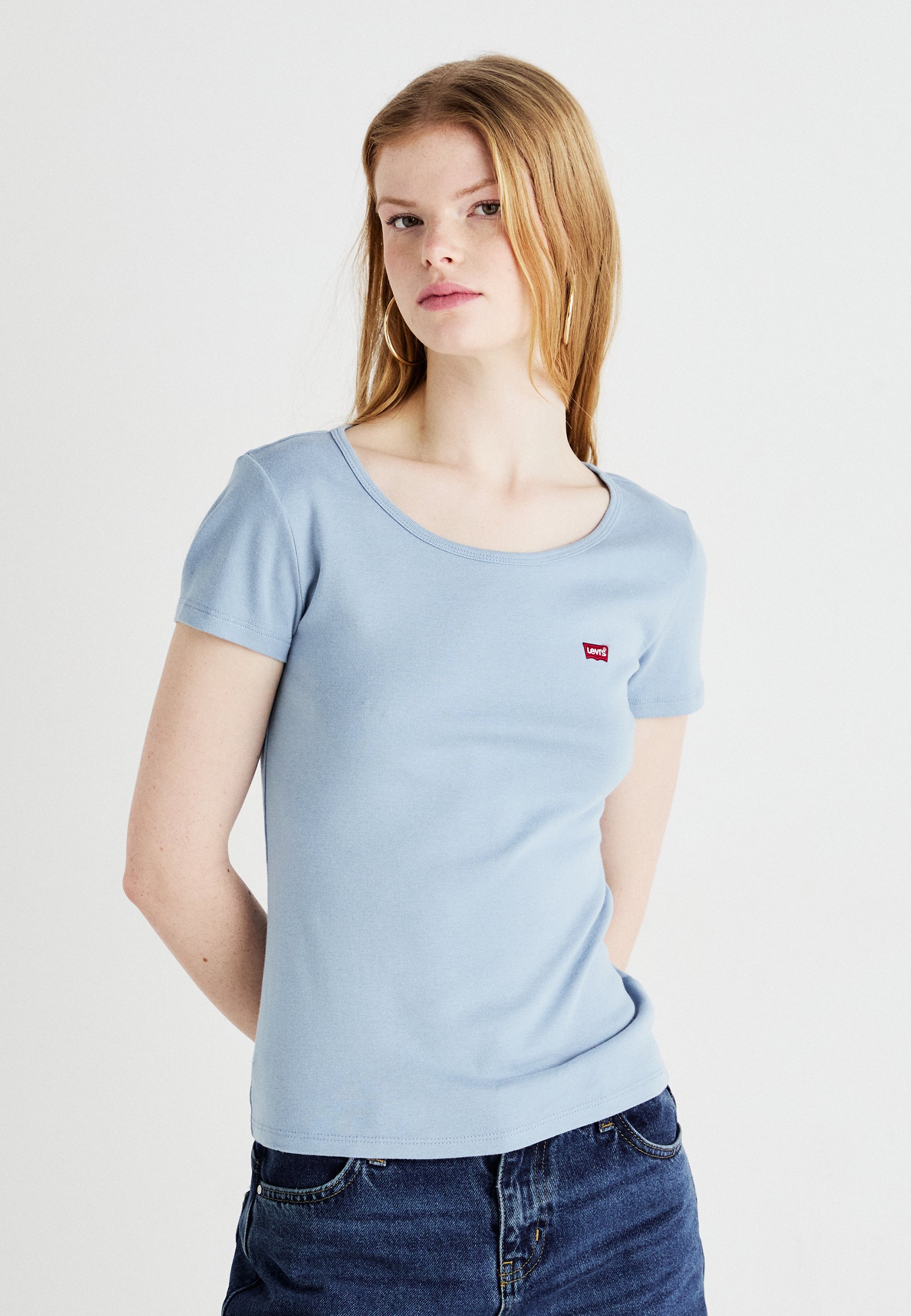 売れ筋商品|||リーバイス Tシャツ レディース トップス CREWNECK TEE 2 PACK  - Basic T-shirt - dusty blue/gardenia Levi's® CREWNECK TEE 2 PACK - T-shirt basic - dusty blue