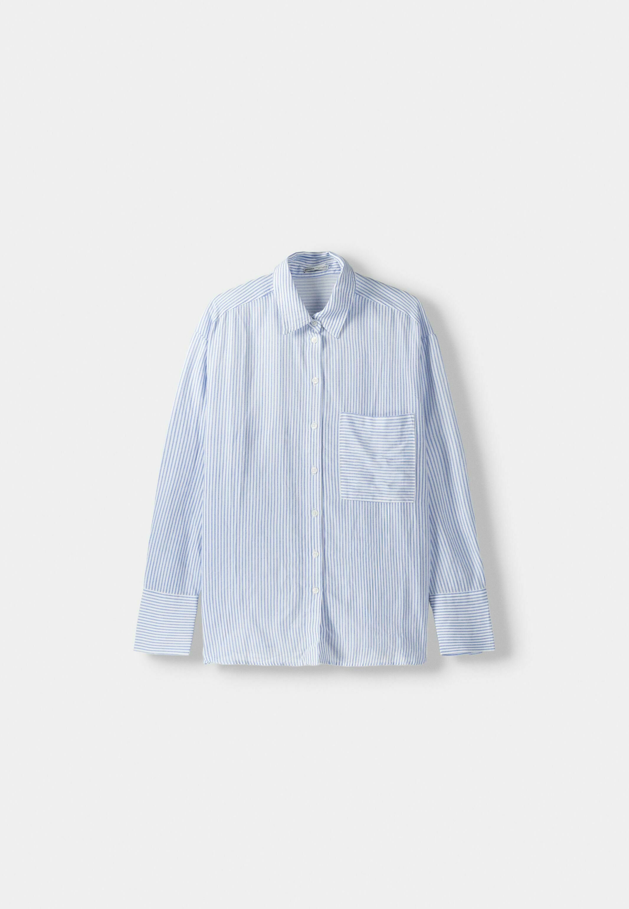 Mottled blue shirt blouse