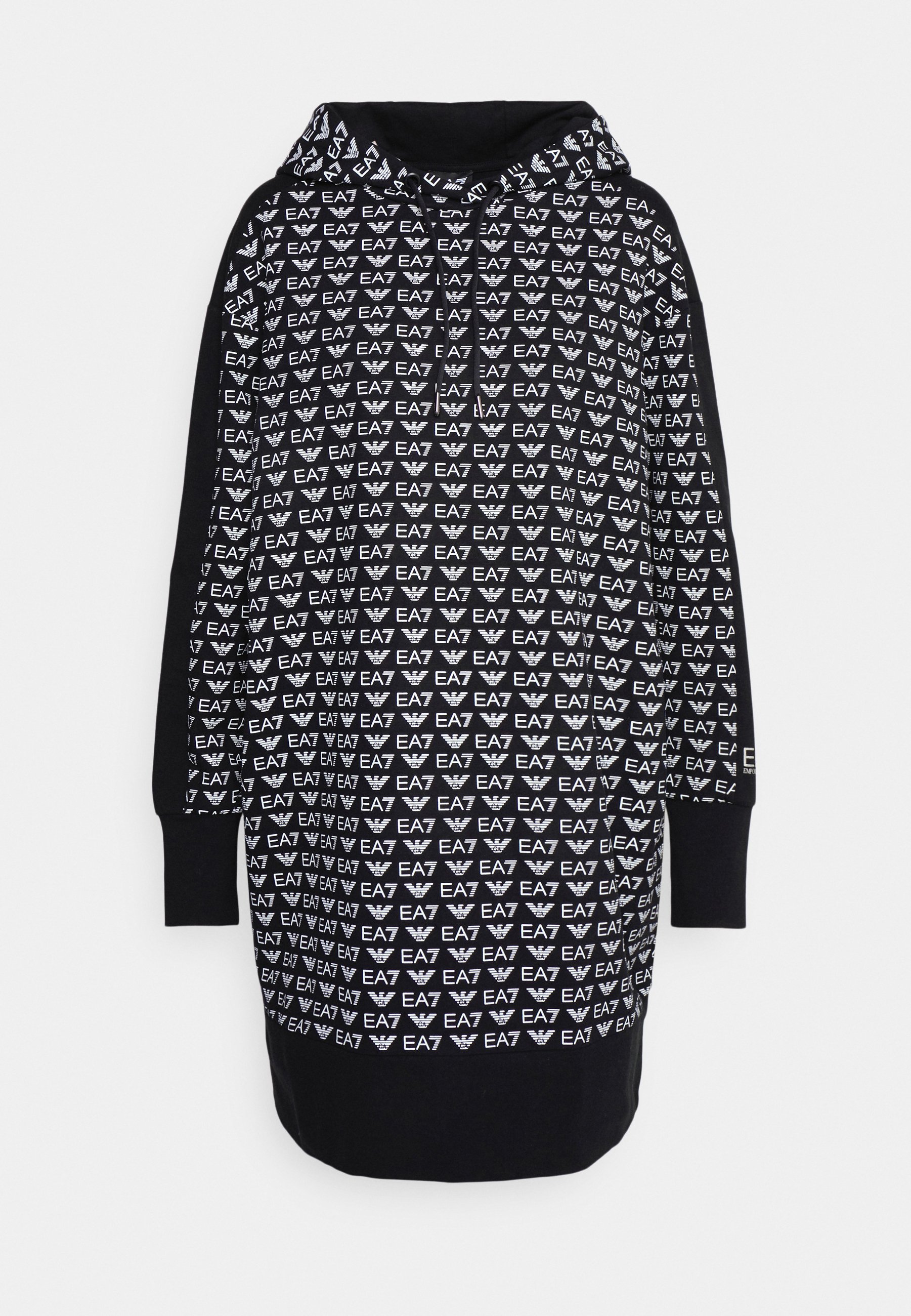 EA7 Emporio Armani HOODIE DRESS ALLOVER LOGO - Vestito estivo - fancy  black/white/nero - Zalando.it