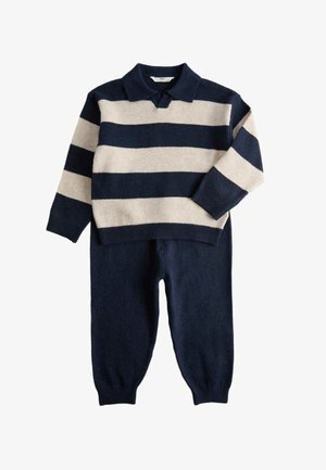 Marks & Spencer, 2 PIECE STRIPED KNITTED TOP & JOGGERS SET (2-8 YRS).. UNISEX - Striktrøje - navy mix