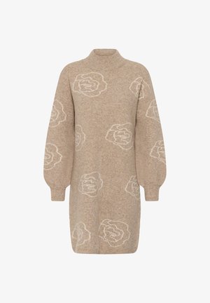 Kaffe, KAWILMA SHORT - Robe pull - taupe gray mel white flowers