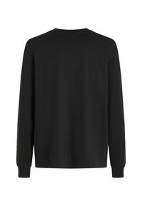 Long-sleeve black t-shirt, made of cotton. Features a crew neck, ribbed cuffs, and a plain back with no visible patterns or graphics.
