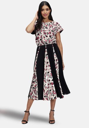 PLEATED MIDI  - Vestito casual - black white