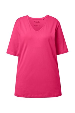 Ulla Popken, V-AUSSCHNITT, HALBARM - T-Shirt basic - magentapink