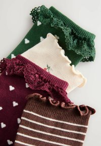 Next RICH FRILL FLUTED ANKLE 4 PACK - Strømper - red/green/cream and brown