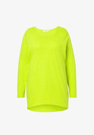 Langærmet skjorte i strålende neongrøn. Har en rund halsudskæring og en let buet kant. Lavet af blødt, let stof.