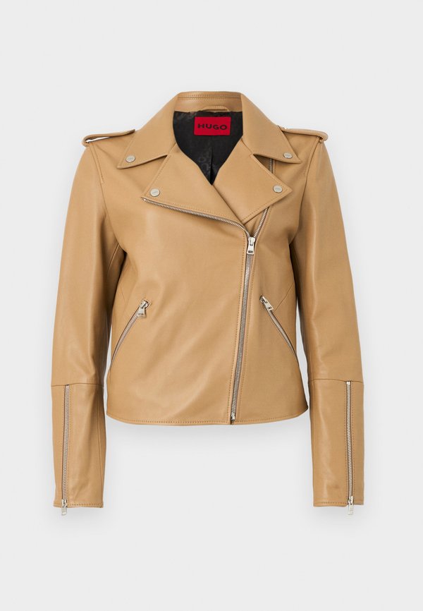 LUJANA - Leather jacket - open beige2