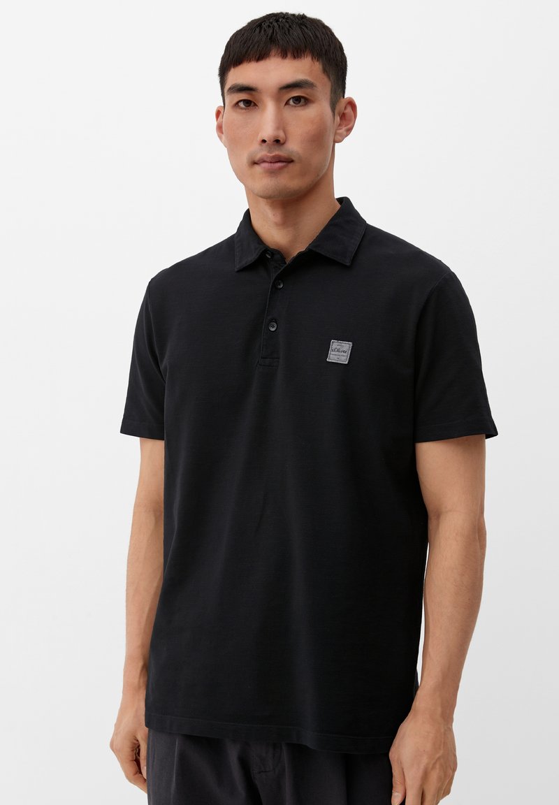 s.Oliver MIT FLAMM STRUKTUR - Poloshirt - schwarz