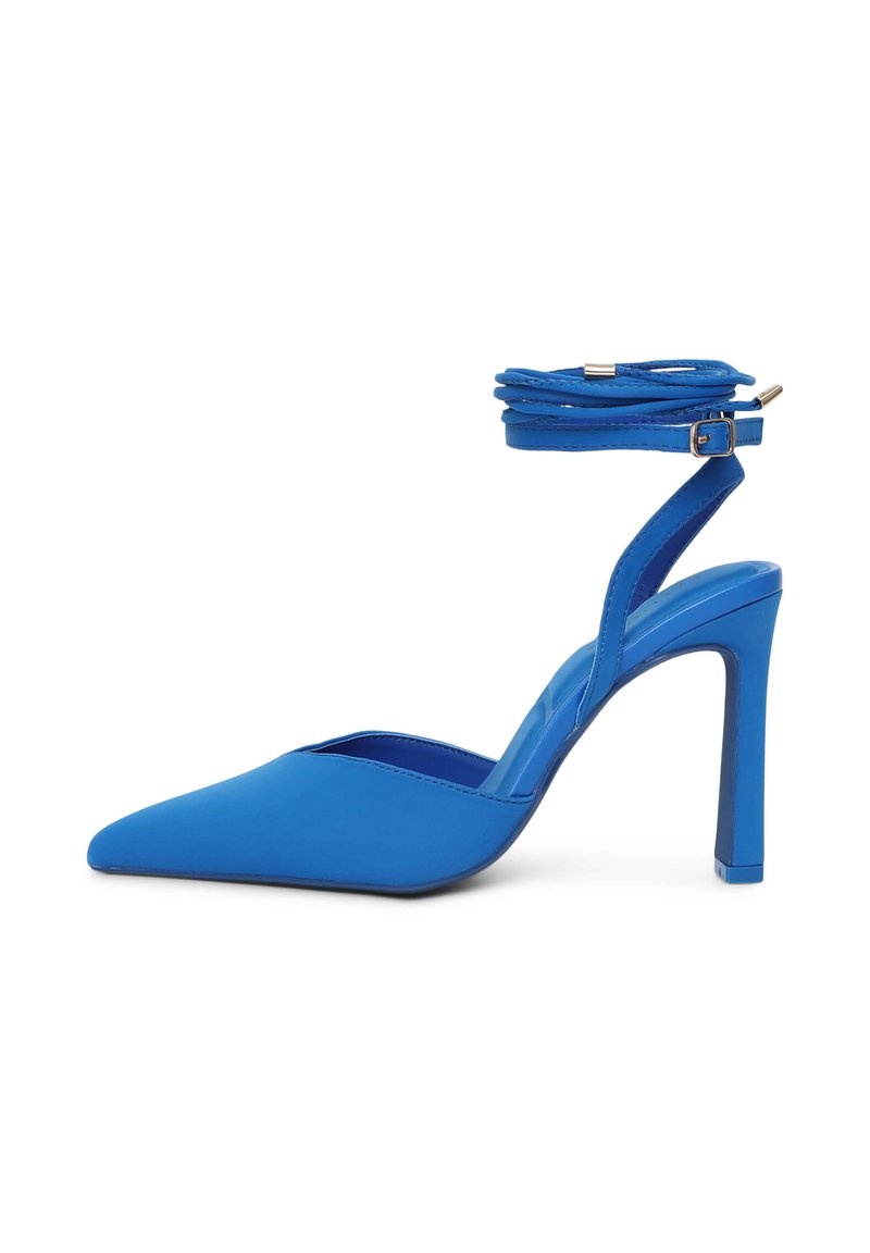 Escarpins Pointus GIOHEL Italie - Cuir Verni Bleu - Talon 10-11 Cm - Taille 40