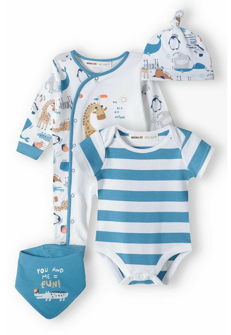 MINOTI 4 PCS SET - Yöpuku - teal white