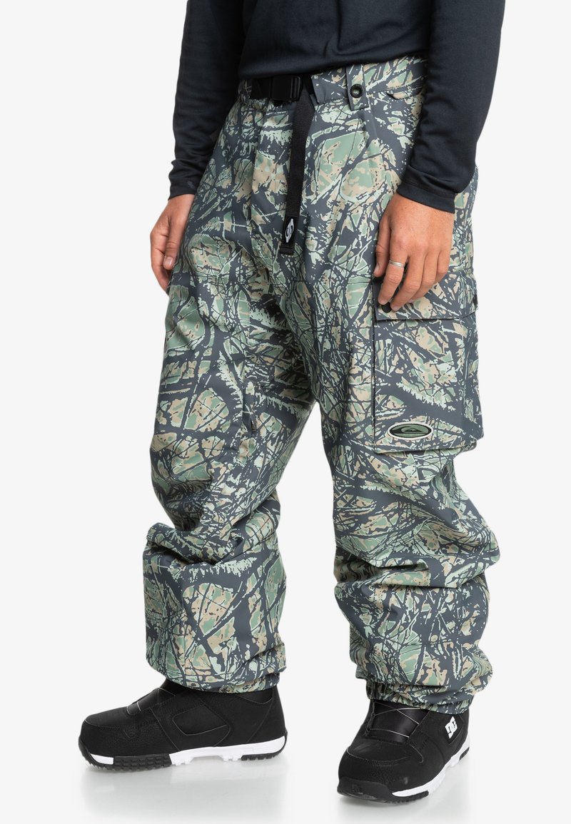 Quiksilver SNOW DOWN CARGO PANT - Calças de snowboard - woodland abstract sea spray