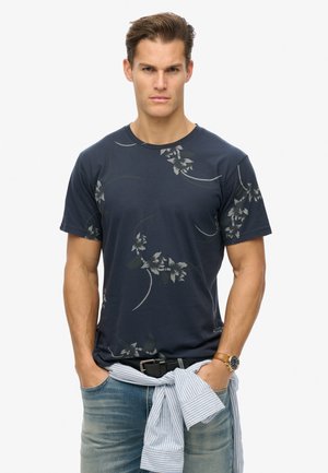 Superdry CLASSIC ESSENTIAL - Print T-shirt - sparse orchid navy