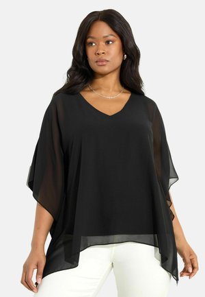 Live Unlimited London OVERLAY HANKY - Blouse - black