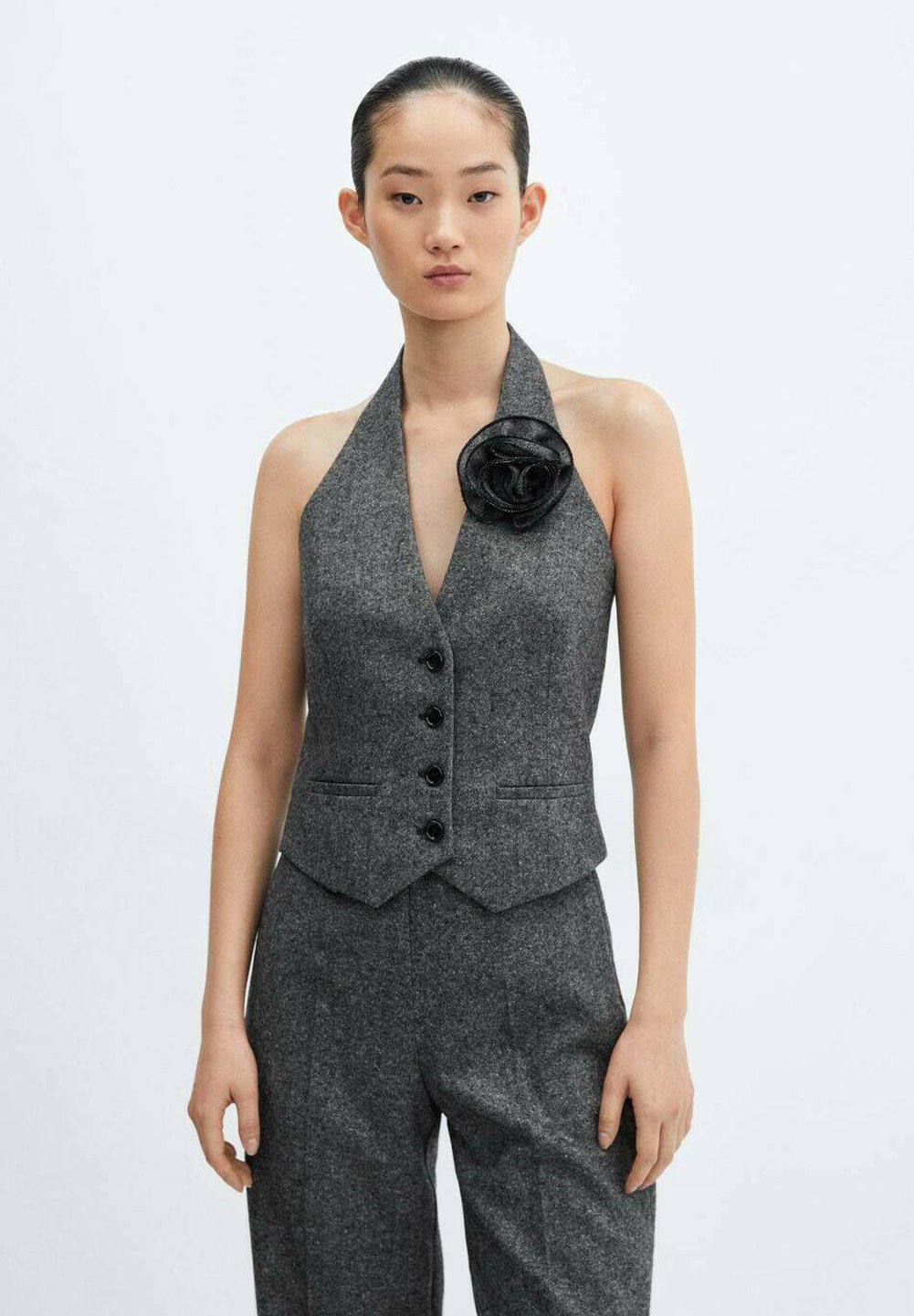 Haut Blanc Sans Manches Mango Taille XS - Encolure Fantaisie - Occasion Très Bon état