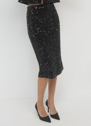 Calliope MIDI PAILLETTES - Pencil skirt - nero