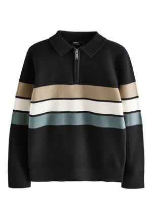 Next, REGULAR FIT - LONG SLEEVE ZIP NECK  - T-shirt à manches longues - black stripe