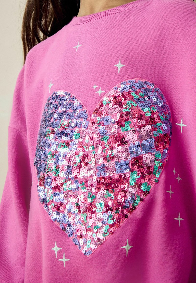 Next REGULAR FIT - Mikina - pink disco heart embellished