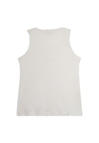 Canotta bianca senza maniche realizzata in morbido cotone, caratterizzata da un design semplice e lineare con scollatura arrotondata e orlo dritto.