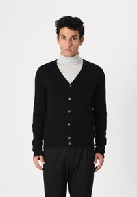 pure cashmere MEN V NECK CARDIGAN - Kardigan - black