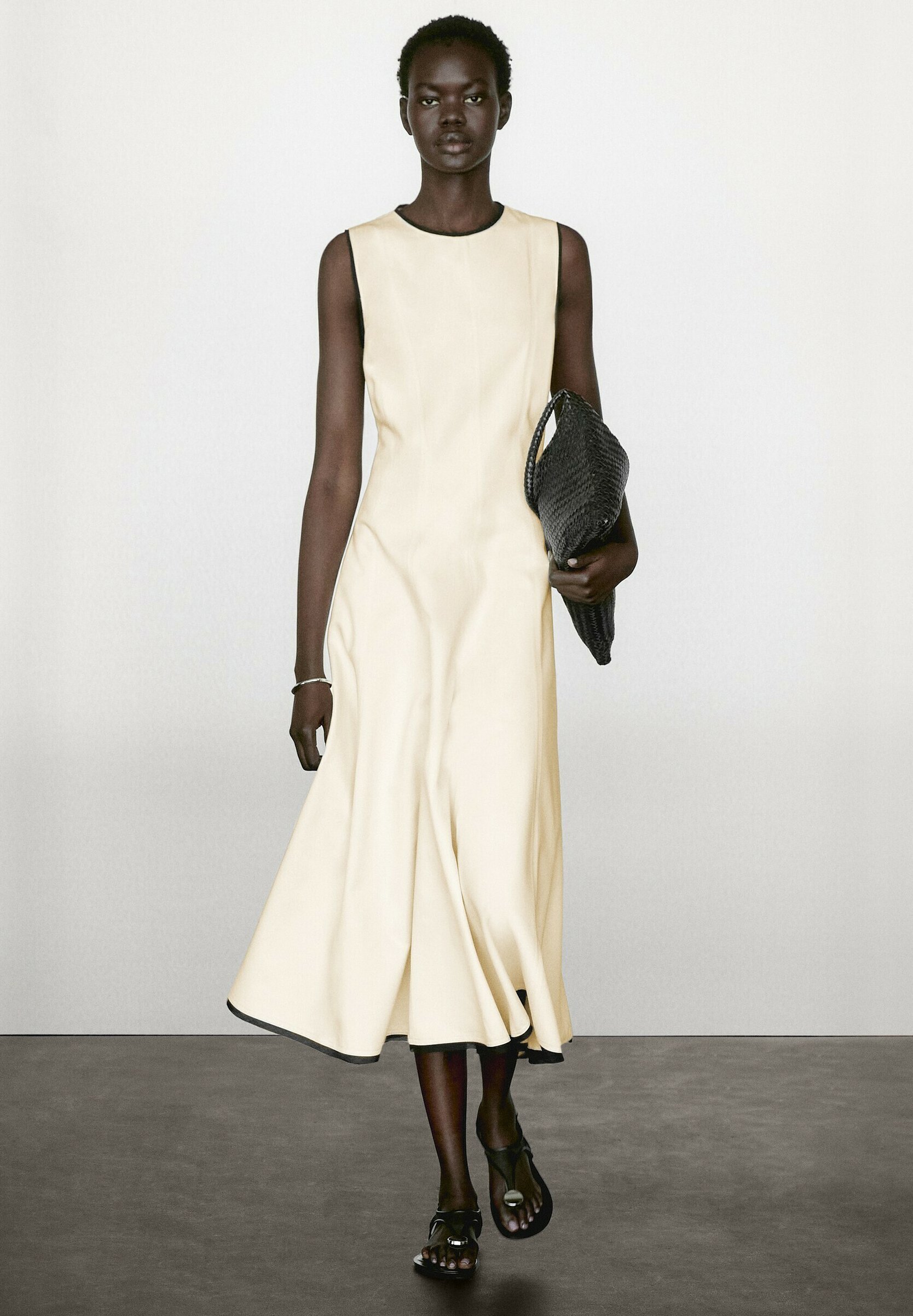 Massimo Dutti FLOUNCE MIDI - Day dress - sand - Zalando.co.uk