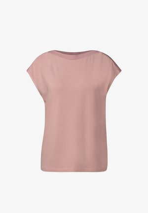Rosa kortärmad t-shirt med rund halsringning. Tillverkad av mjukt material, har en avslappnad passform och en slät yta. Inga mönster eller dekorationer.