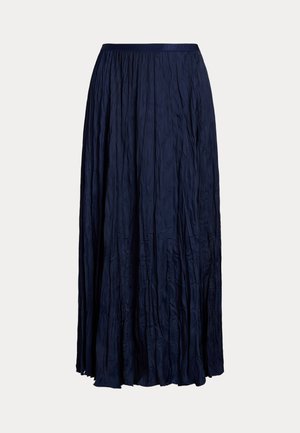 Polo Ralph Lauren CRINKLED SATIN A-LINE SKIRT - Saia evasé - newport navy
