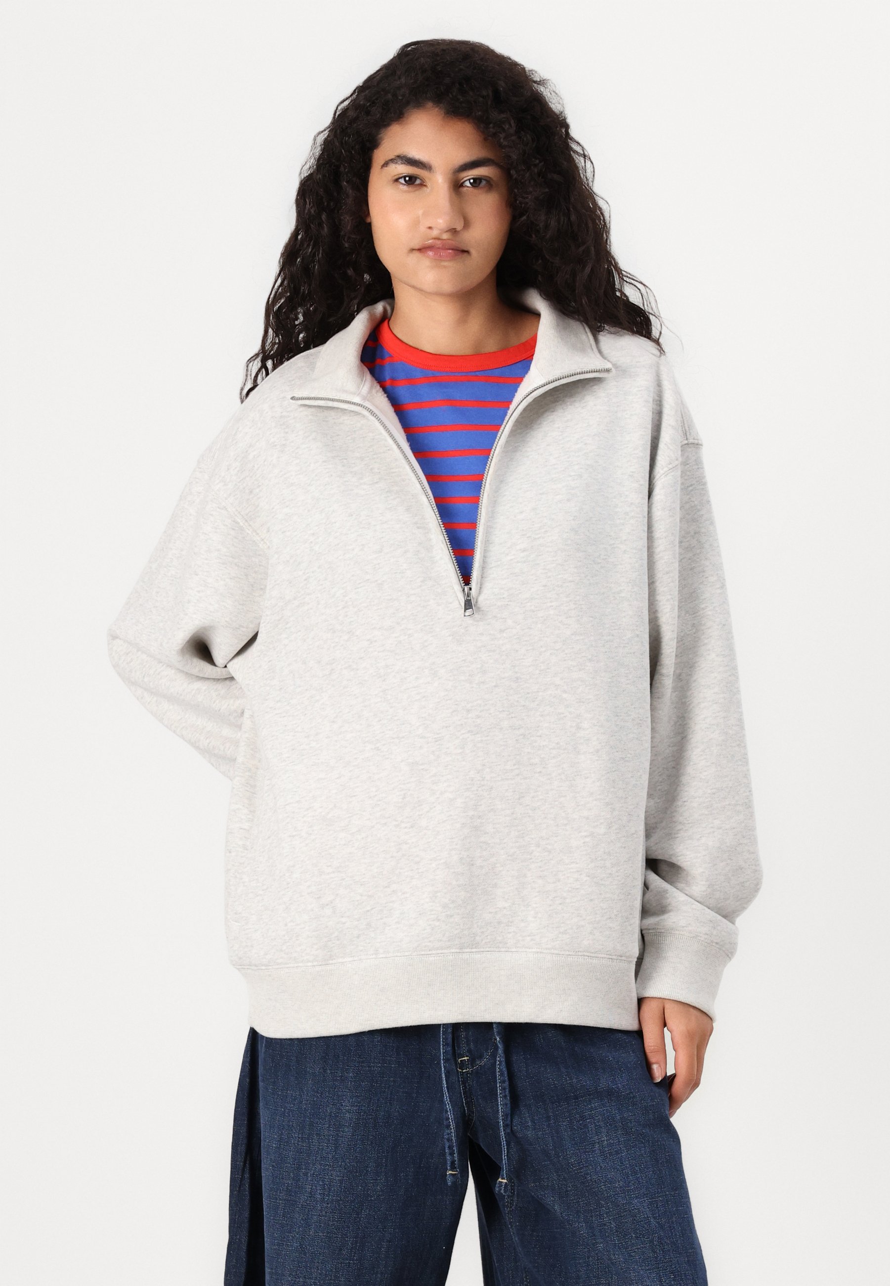 Abercrombie & Fitch ESSENTIAL SUNDAY VINTAGE HALF ZIP - Sweatshirt