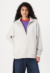 Abercrombie & Fitch ESSENTIAL SUNDAY VINTAGE HALF ZIP - Sweatshirt - light grey