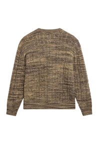 Texturerad stickad tröja i jordnära färger, med en avslappnad passform, ribbade ärmslut och nederkant, rund halsringning och ett diskret, lager-på-lager mönster.