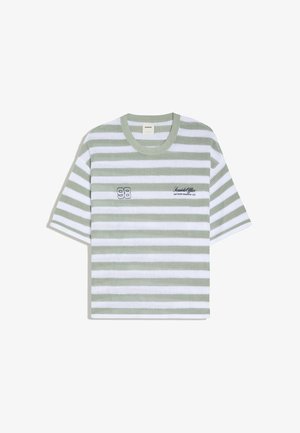 Bershka, TEXTURED STRIPED SHORT SLEEVE - T-SHIRT - T-shirts print - green