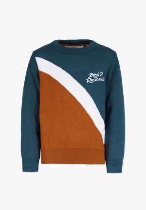 Band of Rascals STRICK WAVE - Striktrøje - dark petrol burned brick