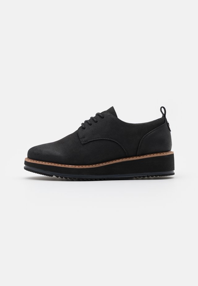 Casual snøresko - black