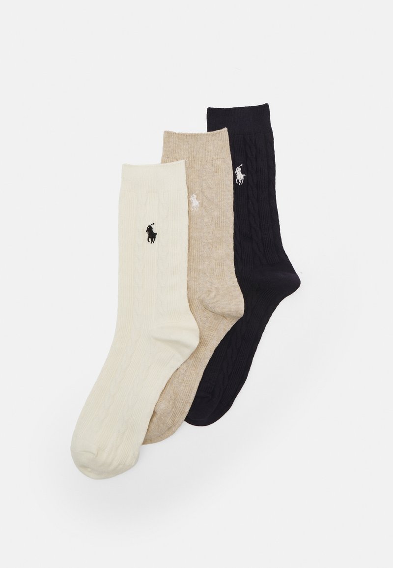 Polo Ralph Lauren CABLE CREW 3 PACK - Sokken - dark blue/off-white/beige