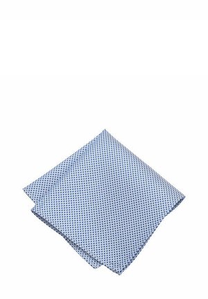 Light blue pocket square with a small dark blue dot pattern, neatly folded on a white background.