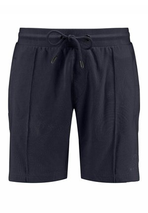 Marineblaue Shorts aus leichtem Material mit einem elastischen Bund und Kordelzug, Fronttaschen und dezenten Logodetails.