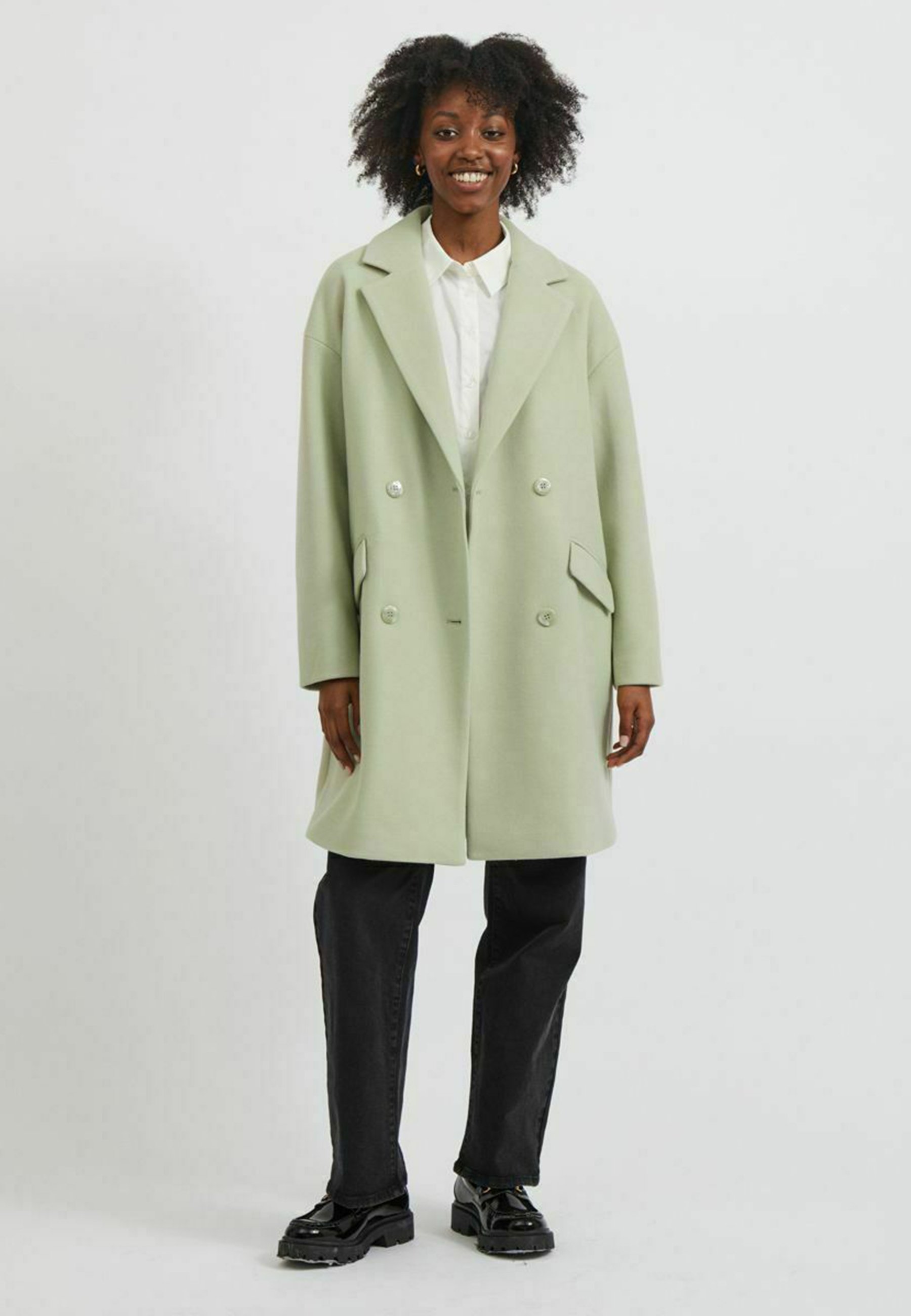 Vila ZWEIREIHIGER - Short coat - desert 