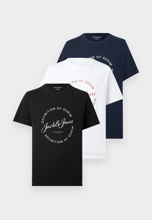 JJGRAYSON TEE CREW NECK 3 PACK - Triko s potiskem - bright white/black/navy blazer