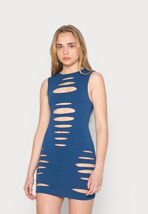 SLASHED DETAIL DRESS - Day dress - navy