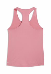 Ρόζ αμάνικη μπλούζα με σχεδιασμό racerback, κατασκευασμένη από λείο, ελαστικό ύφασμα. Διαθέτει στρογγυλεμένο τελείωμα και διακριτική λεπτομέρεια λογότυπου στο κάτω μέρος.