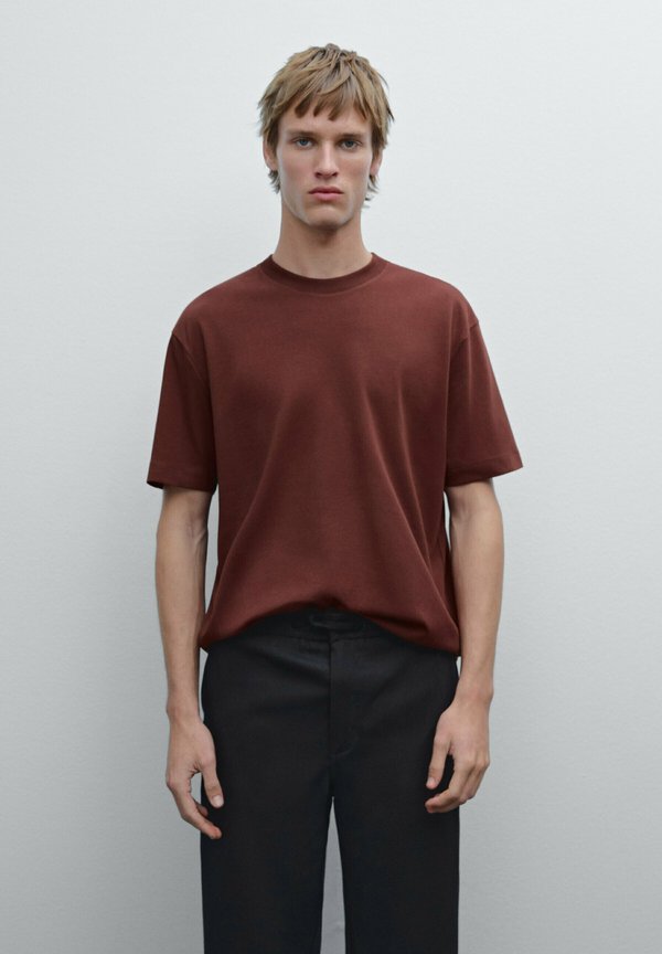 SHORT SLEEVE - Basic T-shirt - mottled bordeaux