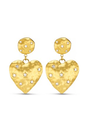 STATEMENT HEART SCATTERED CRYSTAL DROP EARRINGS - Auskarai - pale gold-coloured