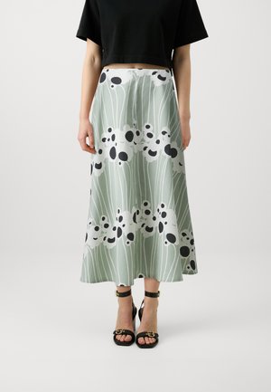 STASIA LAMMET - A-snit nederdel - greyish green/white/grey