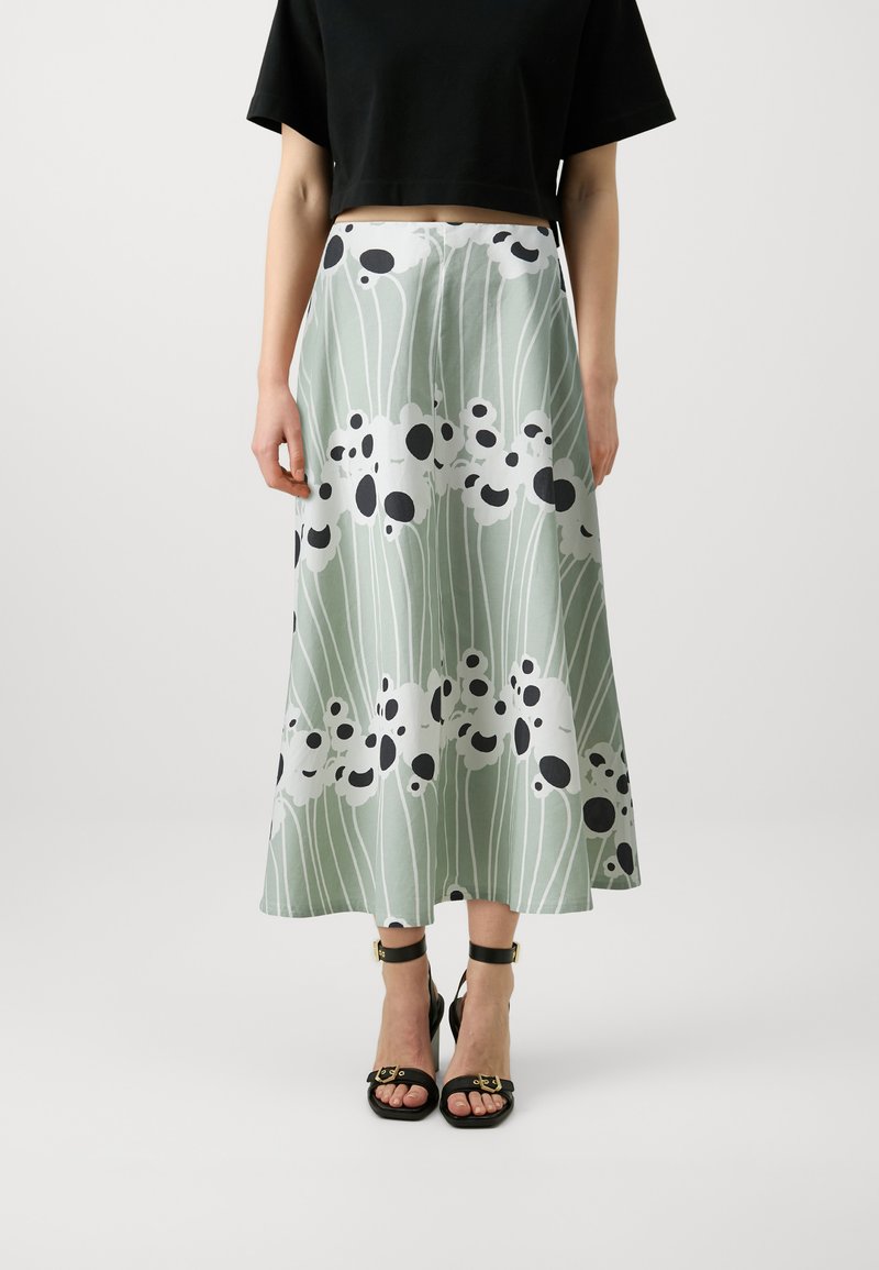 Marimekko STASIA LAMMET - A-line skjørt - greyish green/white/grey