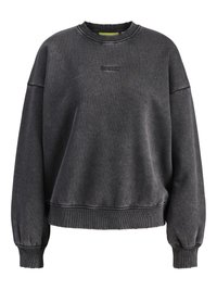 Σκούφος γκρι φούτερ από μείγμα βαμβακιού, με στρογγυλή λαιμόκοψη, χαμηλούς ώμους και ριμπαντενωτούς μανσέτες και στρίφωμα. Διακριτό λογότυπο της μάρκας στο στήθος.