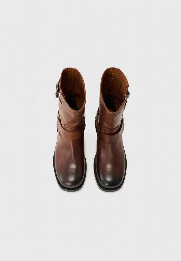 Cowboy/biker ankle boot - roasted coffee3