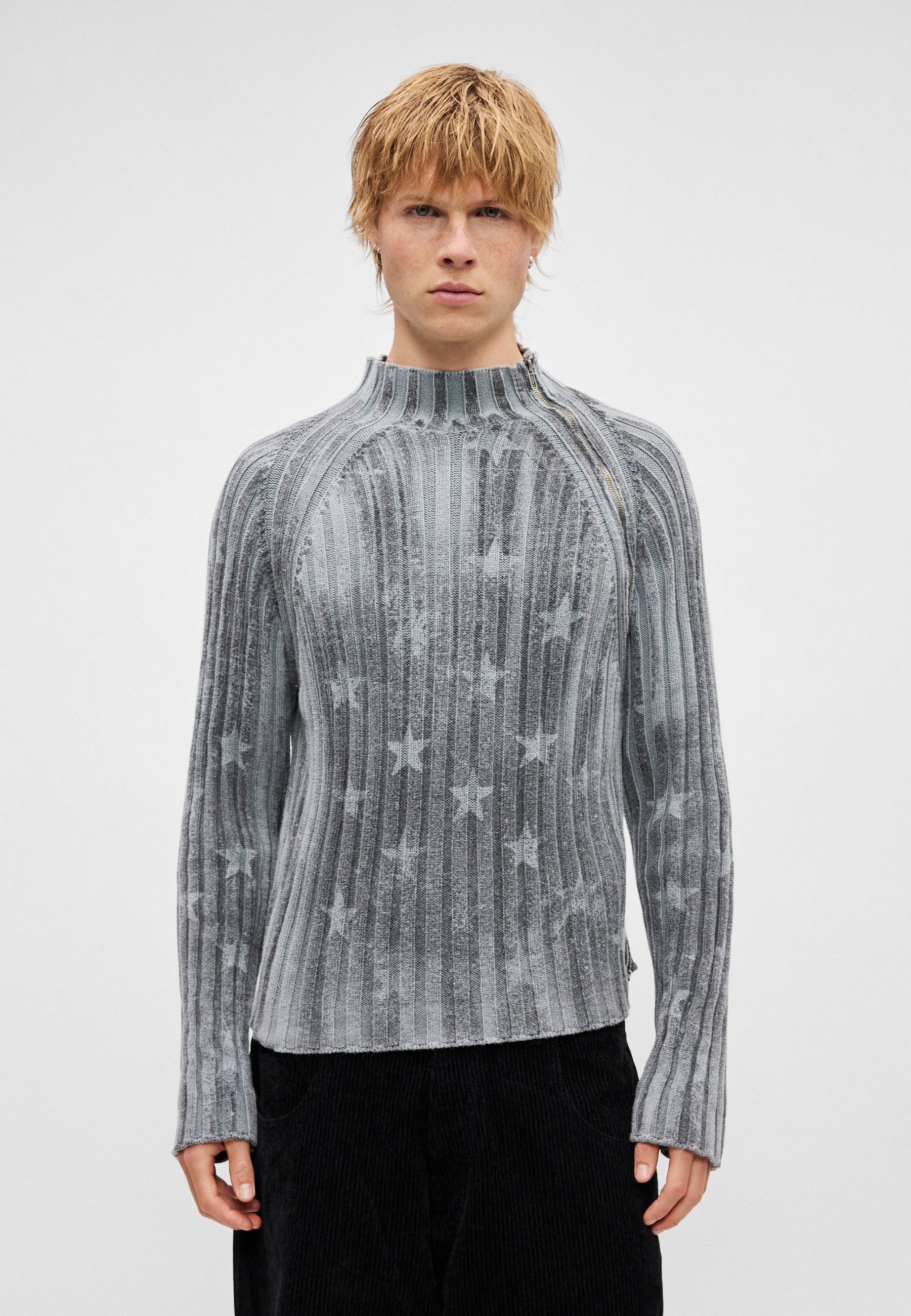 Jaded London STAR STRIPE JUMPER - Jumper - grey - Zalando