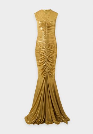 Norma Kamali, SLEEVELESS V NECK SHIRRED FRONT FISHTAIL GOWN - Cocktailkleid/festliches Kleid - rich gold-coloured