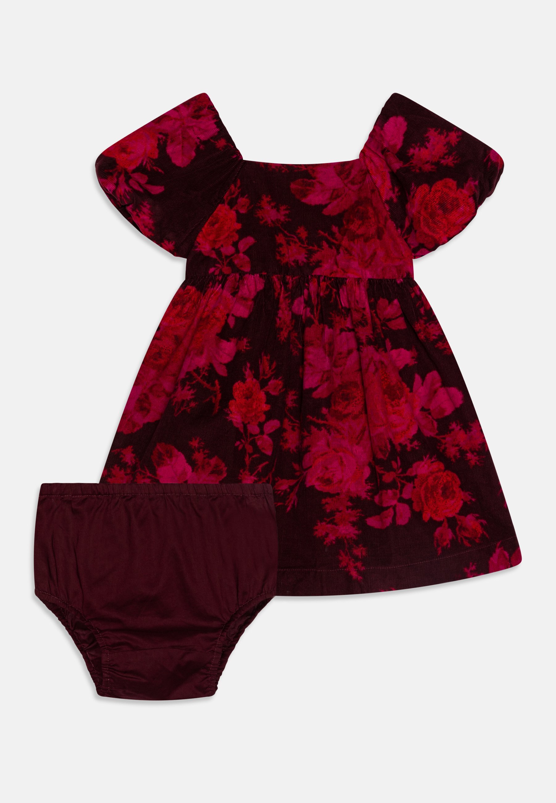 princess polly baby blue dress Reiss Florere Ribbed Blouson Sleeve Midi Dress in Burgundy main image 1